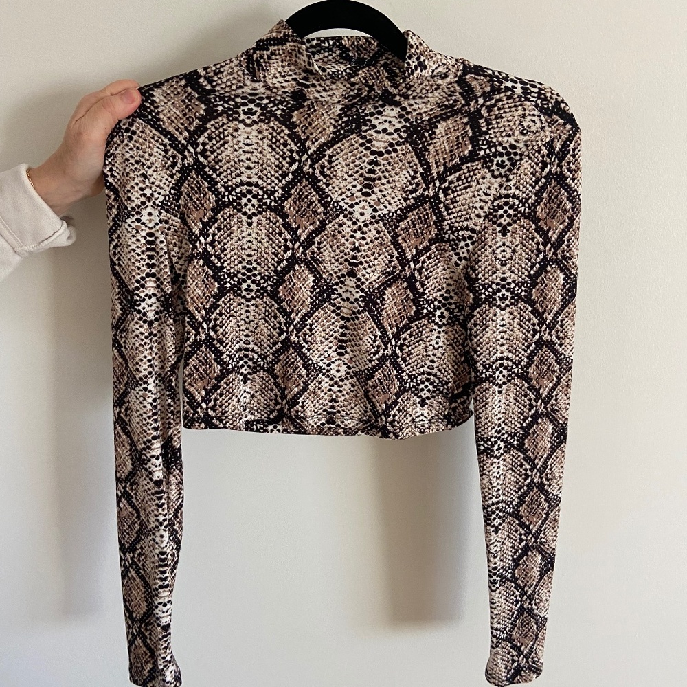 Forever 21 snakeskin cropped turtle neck